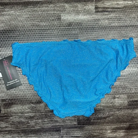 NWT Junior’s Size Large No Boundaries Two Piece Bikini Set in Blue Lurex - Picture 7 of 15